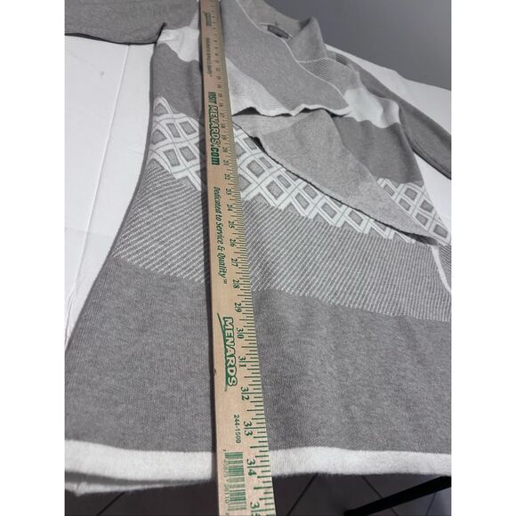 Evolution By Cyrus Sz L Grey Diamond Duster Waterfall Drape Cardigan Colorblock - Picture 7 of 9